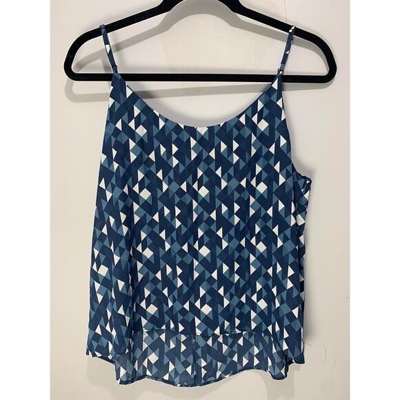 Simply Styled Womens Petite Geometric Ruffle Tank Top Size LP Sleeveless Blouse - Picture 2 of 3